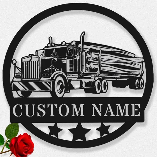 Miniatura 33 de Letrero de metal personalizado con nombre de camión, semirremolque, arte de pared para valla de garaje, patio, decoración al aire libre, letrero