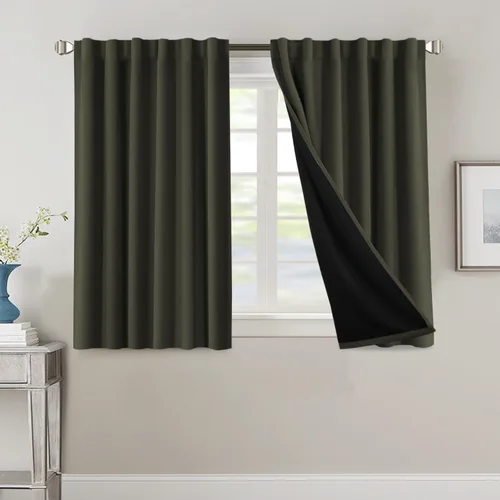 Miniatura 33 de H.VERSAILTEX Cortinas 100% opacas para dormitorio con forro negro, cortinas de oscurecimiento de habitación completa, con aislamiento térmico