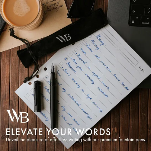 Miniatura 3 de Set de pluma estilográfica Wordsworth & Black, punta mediana dorada de 18 quilates, incluye 24 cartuchos de tinta, un convertidor de repuesto y Todo