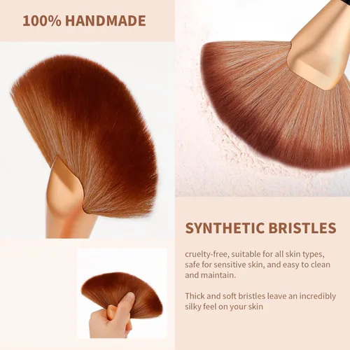 Miniatura 6 de docolor Cepillo de acabado en polvo, cepillo multiusos para rostro y cuerpo, cepillo de maquillaje profesional para uso en salones, perfecto