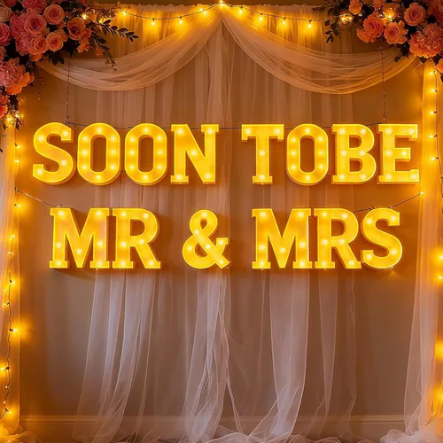 Miniatura 4 de Honoson 14 Pcs Soon to Be Mr and Mrs Light Sign Wedding Party Decoration LED Neon Light up Sign Table Decoration for Wedding Engagement Bridal