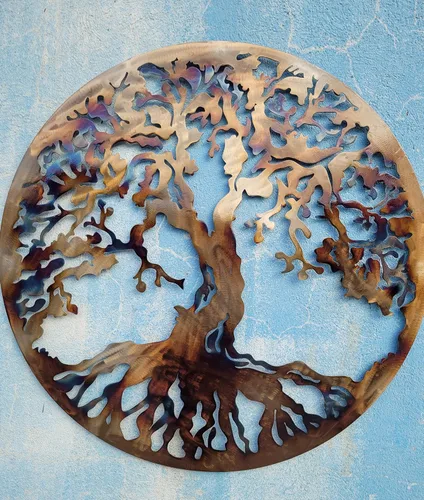 Árbol de la vida decoración de pared de metal, 27.5 pulgadas, color calor