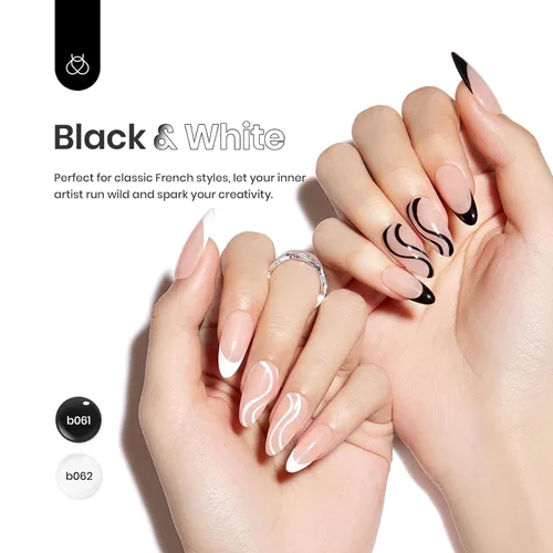 Miniatura 2 de Beetles - Juego de esmalte de gel para uñas de espiral, 2 colores populares en negro y blanco, pintura de gel para uñas de espiral, pincel de arte