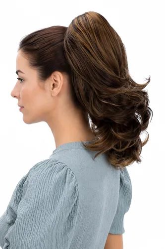 Miniatura 29 de PRETTYSHOP - Extensión de cabello rizado voluminoso, cola de caballo de 14 pulgadas con clip, resistente al calor