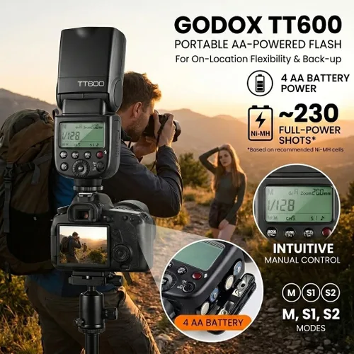 Miniatura 3 de Godox Flash TT600 - Flash Speedlite con Sistema de Disparador Integrado Compatible para Canon, Nikon, Pentax, Olympus, Fujifilm, Panasonic