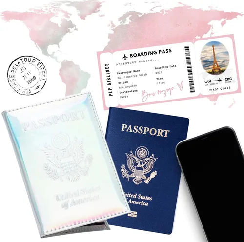 Miniatura 3 de Funda para pasaporte cromada Libro USA, plateado, Funda para pasaporte