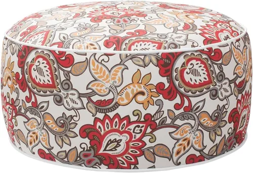 Magpie Fabrics Taburete inflable para interiores y exteriores, reposapiés redondo repelente al agua, con bomba de pie, 20 pulgadas de diámetro x 9