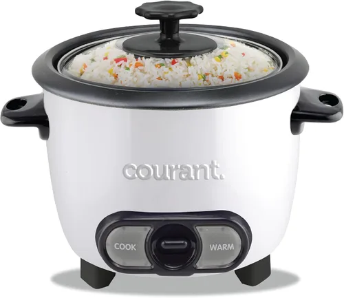 Miniatura 9 de Courant Olla arrocera de 8 tazas (cocida), recipiente antiadherente extraíble, olla arrocera de un solo toque, color negro