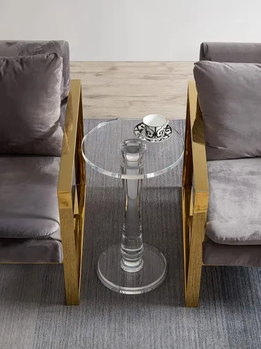 Miniatura 4 de Artmaze Mesa auxiliar de acrílico transparente, mesa de bebidas, para oficina, sala de estar y dormitorio, 15 x 15 pulgadas, 25.2 pulgadas de alto