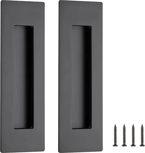 Miniatura 19 de Ravinte 1 paquete de manijas de puerta corredera de armario negro con tiradores negros empotrados de 4.72 pulgadas de largo, tiradores de dedo
