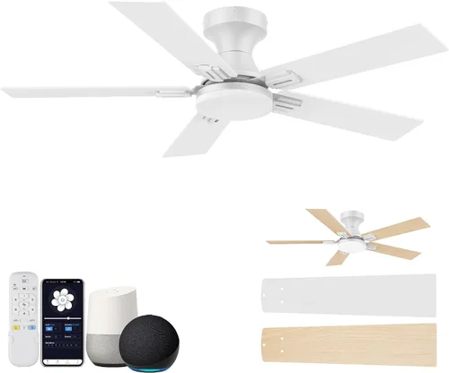 Miniatura 9 de Hoenofly Ventilador de techo inteligente de 42 pulgadas con control remoto de luces, control por aplicación y voz Alexa WIFI, motor CC reversible