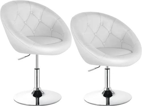 Miniatura 10 de Giantex Silla giratoria redonda de tocador, silla de maquillaje con altura ajustable y inclinación con respaldo, para uso en salones de belleza
