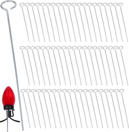 60 Piezas Estacas de Luz de Navidad de 12 Pulgadas Estacas de Luz de Metal para Luces de Navidad Patio Césped Estacas de Luz para C7 y C9 Estacas de