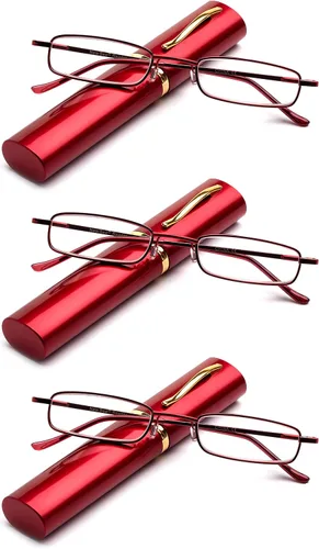 Miniatura 5 de Newbee Fashion - Gafas de lectura con patillas de resorte "Pocket" con estuche de aluminio portátil con clip de bolsillo