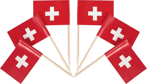 Miniatura 38 de QQSD Bandera de Albania palillo de dientes Albania Pequeña Bandera para cupcakes, 100