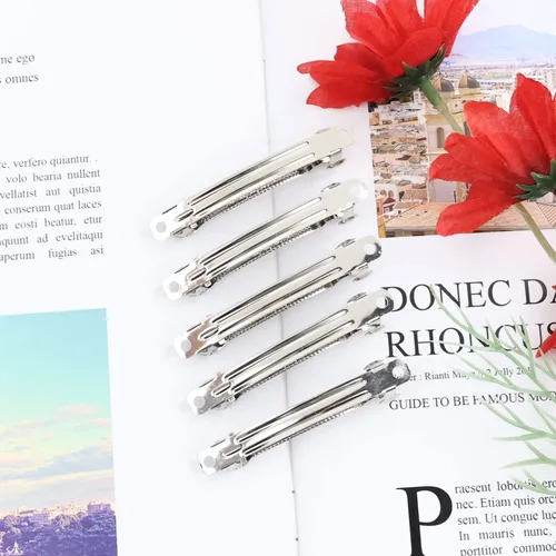 Miniatura 5 de Cinaci Paquete de 20 pasadores franceses de metal plateado en blanco de 2.4 in / 2.4 pulgadas para manualidades, pinzas para el cabello para mujeres