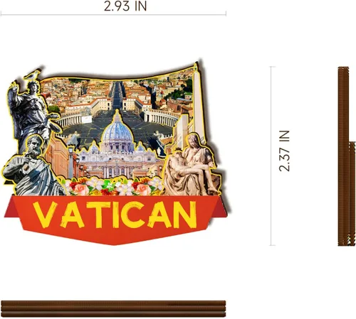 Miniatura 3 de Imán de madera del Vaticano Italia 3D para nevera, recuerdos coleccionables, decoraciones artesanales hechas a mano