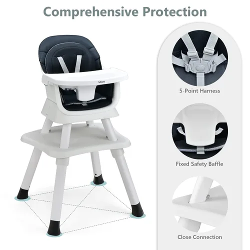 Miniatura 4 de INFANS Silla Alta 8 en 1 para Bebé, Silla Alta Convertible para Bebés y Niños Pequeños, Asiento Elevador de Comedor para Bebés, Mesa de Bloques