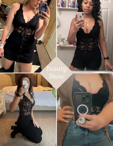 Miniatura 9 de Avidlove - Body de encaje sexy, lencería de una pieza para mujer, con escote en V profundo