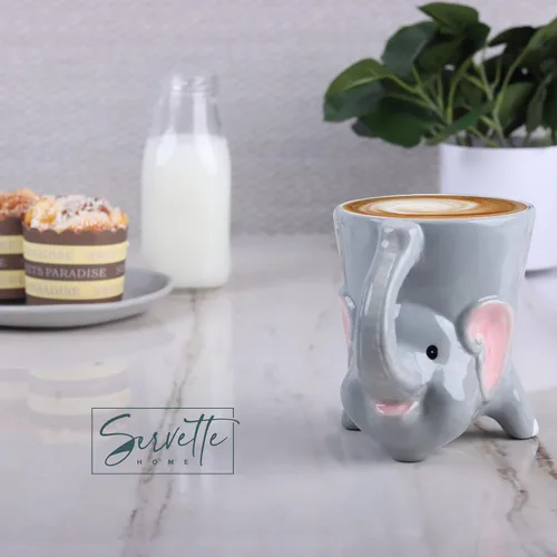 Miniatura 3 de Servette Home Taza de café de cerámica 10oz Tazas de animales - Elefante