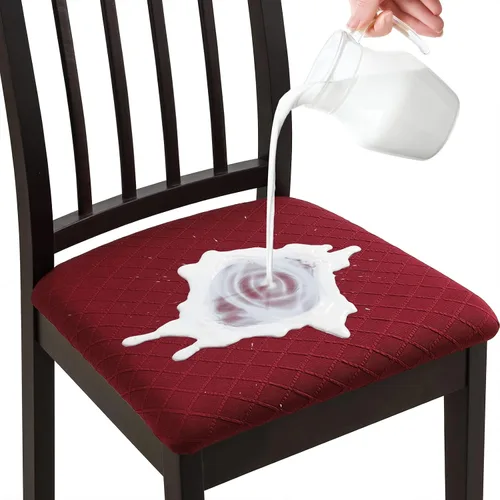 Miniatura 18 de YISUN Fundas de Asiento para Silla Set de 6, Fundas para Comedor Impermeables, Fundas de Asiento de Jacquard Elásticas Extraíbles y Lavables