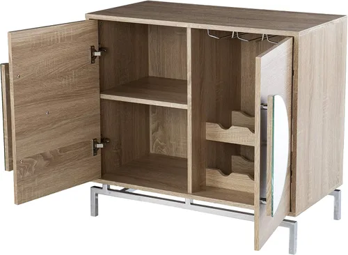 Miniatura 8 de SEI Furniture - Armario de bar Northdom con almacenamiento de vino - Diseño de transición, hierro natural y madera - Ideal para sala de estar, bar