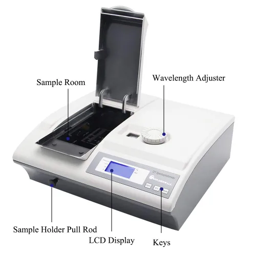 Miniatura 3 de CGOLDENWALL Espectrómetro digital Espectrómetro Espectrómetro Visible Lámpara de tungsteno para laboratorio Pruebas médicas Industria petroquímica