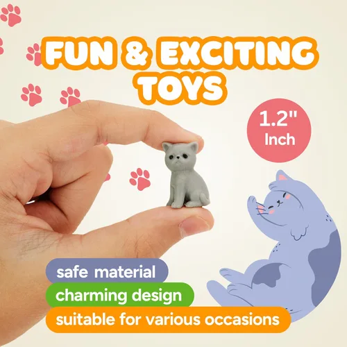Miniatura 2 de Figuras diminutas de perros y gatos – Juguetes de animales pequeños a granel – Juguetes para mascotas pequeñas – Pequeños juguetes de plástico