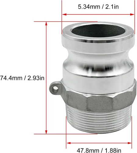 Miniatura 7 de SAFBY 2 accesorios de manguera de aluminio tipo F y cámara de ranura, enchufe x NPT macho con 2 piezas de accesorios de junta Camlock (1.5 pulgadas)