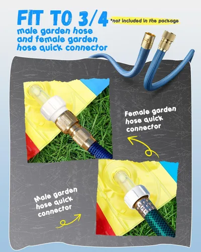 Miniatura 7 de Spring Water Tobogán acuático de 40 pies para patio trasero de niños, tobogán acuático extra largo de 2 carriles con rociador, toboganes acuáticos