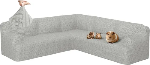 Miniatura 25 de Fundas para sofá seccional en forma de L de 1 pieza, fundas de esquina elásticas para sofá, funda de sofá antideslizante, lavable, fundas de sofá