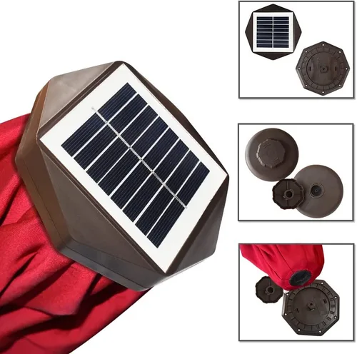 Miniatura 5 de EliteShade USA - Sombrilla solar de 9 pies / 2.74 metros, con 80 luces LED para patio, mesa al aire libre, con ventilación, logo rojo, no se