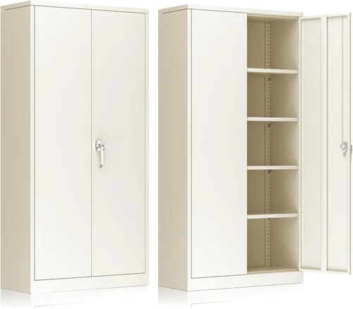 Miniatura 30 de INTERGREAT Gabinete de almacenamiento de metal con puertas con cerradura, gabinetes de almacenamiento de acero con cerradura con 2 puertas