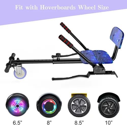 Miniatura 6 de LIEAGLE Go Kart, accesorio para asiento de aeropatineta, accesorios ajustables para niños y adultos, se adapta a hoverboards de 6.5 pulgadas, 8 Azul