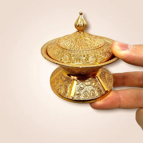 Miniatura 8 de Alisveristime Azucarero tradicional otomano turco hecho a mano con tapa (diámetro 3.34 pulgadas, longitud 3.54 pulgadas), motivos intrincados, ideal