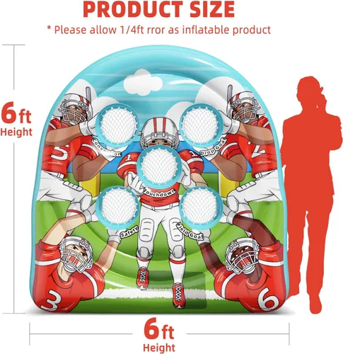 Miniatura 7 de Juego inflable gigante de lanzamiento de objetivos de fútbol de 6 pies, divertidos juegos de patio para interiores y exteriores para niños