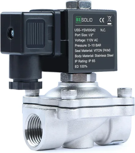 Miniatura 16 de U.S. Solid Válvula solenoide de latón de 1/2" -110V 120V AC, normalmente cerrada, válvula eléctrica de 10 bar para agua, aire, diesel