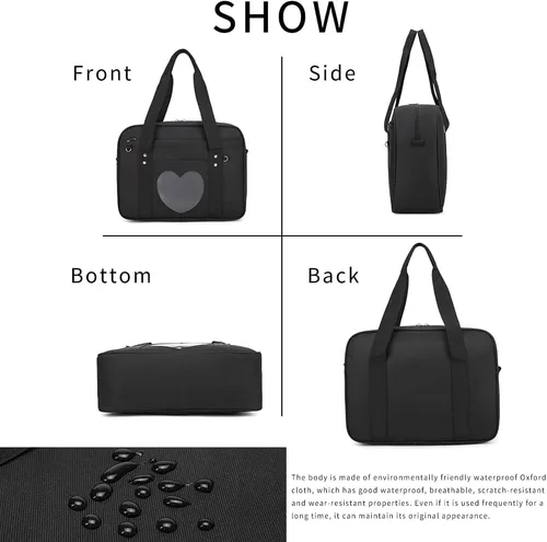 Miniatura 3 de Bolso japonés con ventana en forma de corazón versátil como bolso de hombro para computadora portátil