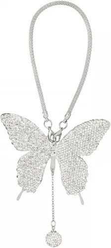 MiOYOOW Adorno colgante de mariposa para automóvil, accesorio de espejo retrovisor con diamantes de imitación, ajuste universal, adorno colgante de
