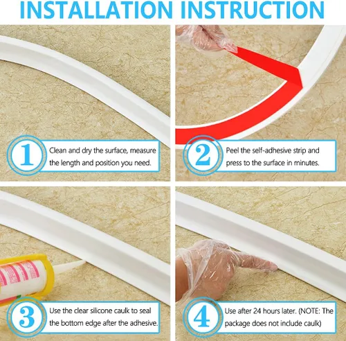 Miniatura 4 de Umbral de ducha de 122 pulgadas, barrera de agua plegable, sistema de retención de tapón de agua, separación seca y húmeda para baño, cocina y más