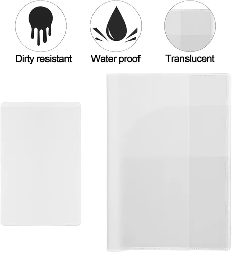 Miniatura 4 de Cosmos Funda de PVC translúcida para pasaporte, incluye 6 fundas para pasaporte y 12 fundas protectoras para tarjetas, cartera unisex impermeable