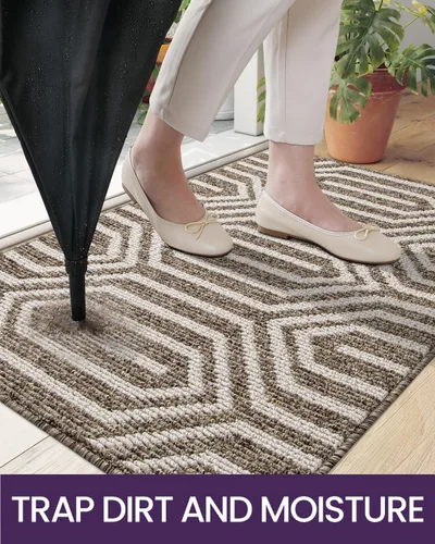 Miniatura 3 de DEXI - Alfombras para puerta de entrada, antideslizante, lavable, absorbente, resistente a la suciedad en el interior, alfombra de entrada de perfil