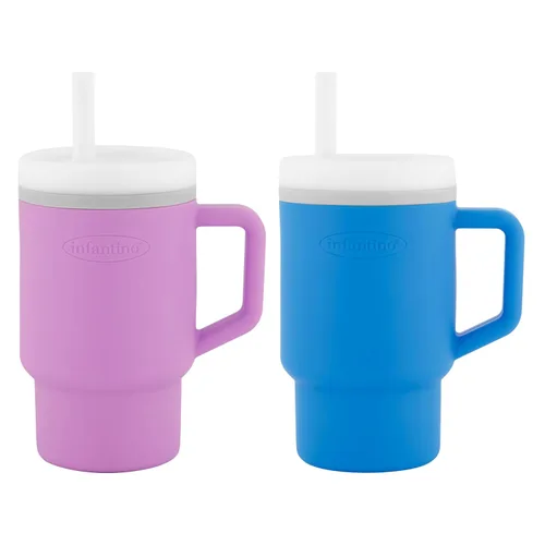 Miniatura 16 de Infantino Mi primer vaso – Adorables vasos en miniatura con pajita resistente a fugas y asa amigable para niños pequeños, fomenta la hidratación