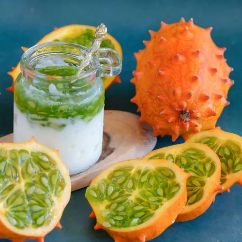 Miniatura 5 de Semillas de gelatina de melón para plantar – 30 semillas de pepino con cuernos africanos – Semillas de melón exóticas para cultivar jardín al aire