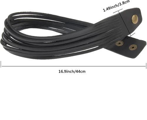 Miniatura 5 de GelConnie - Brazalete de piel, brazaletes trenzados punk, pulseras rock de piel, brazaletes góticos con correa ajustable, para hombre, mujer.