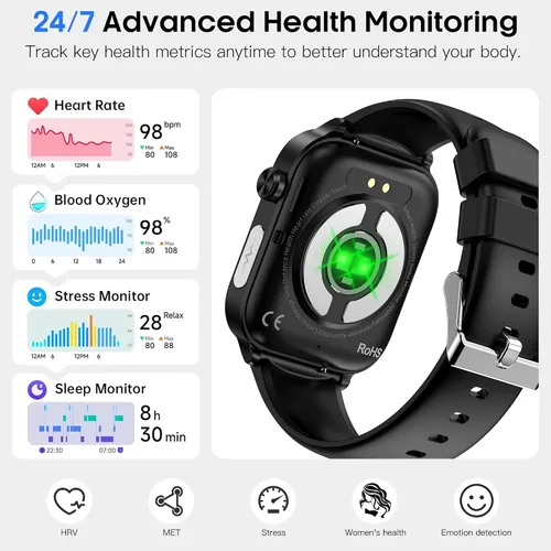 Miniatura 3 de Yowow BIT Reloj inteligente para hombres y mujeres (recepción/hacer llamadas), monitor de actividad física IPS de 1.96 pulgadas, frecuencia