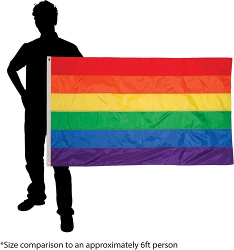 Miniatura 3 de In the Breeze 3699 - Bandera de arco iris de 3 pies por 5 pies, bandera con ojales y rayas cosidas, 3699