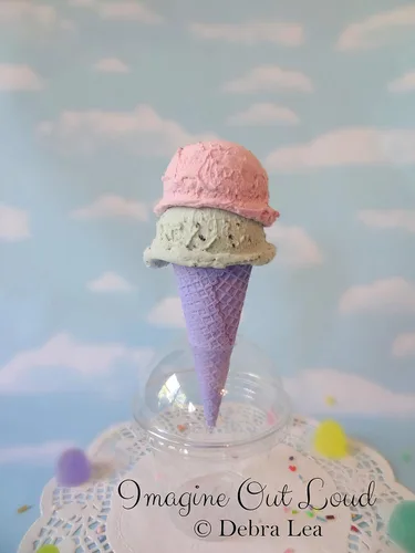 Miniatura 3 de Helado falso de imitación de fresa, menta, doble cucharada, cono de azúcar, decoración de accesorios para fotos