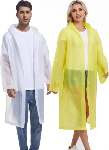 Miniatura 25 de 2 abrigos de lluvia de Borogo para adultos, chaquetas de lluvia reutilizables para hombres y mujeres