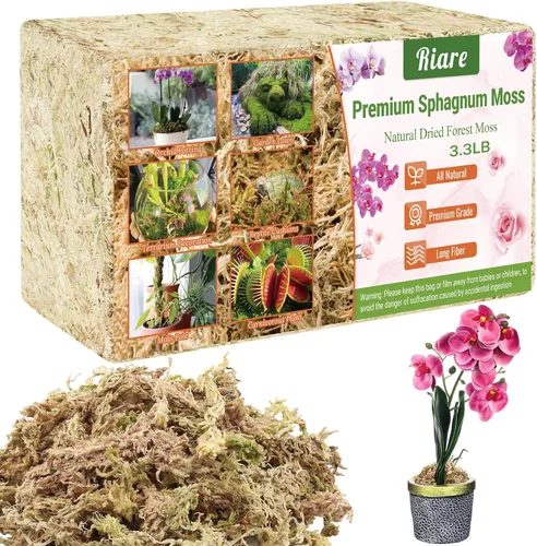 Miniatura 10 de Riare 1.1 libras de musgo esfagnum de alta calidad, plantas de turba de esfagnum largo natural, secado con musgo, plantas carnívoras mezcla